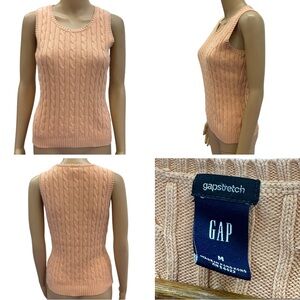 Vintage Gap Orange Cable Knit Sleeveless Pullover Sweater Vest Top Womens Medium